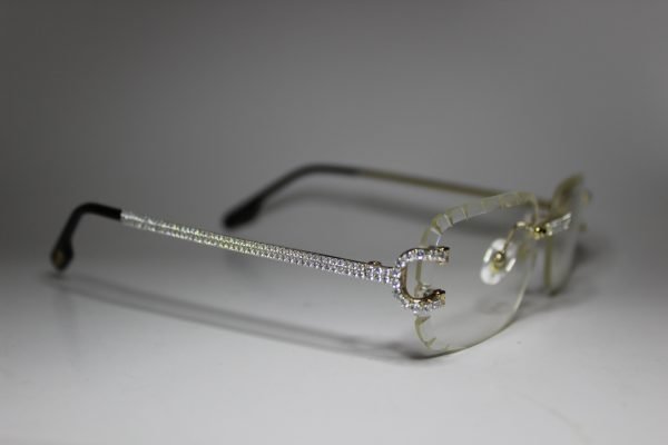Double Row Iced Big C-Wires – Pavé Diamond Temple Luxury Eyewear