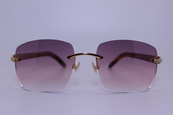 Front view of exclusive Drilled Chaos Agape sunglasses showcasing precision-drilled buffalo horn frames with diamond-cut facets, 18K gold micro-accents, and custom UV400 lenses. The 58mm oversized silhouette demonstrates avant-garde craftsmanship for bold luxury seekers.