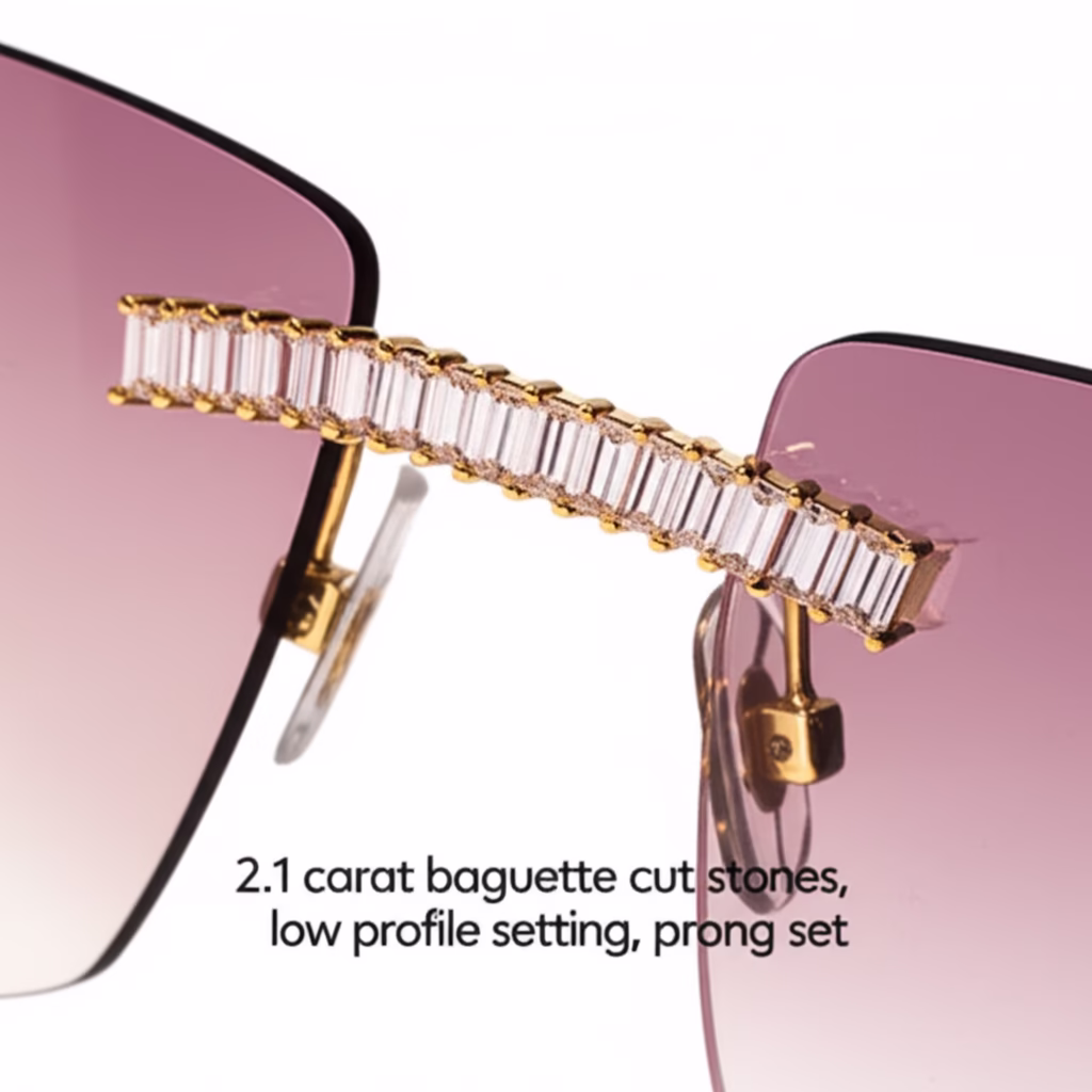 Baguet Stones Prong Set Design Nose Bridge