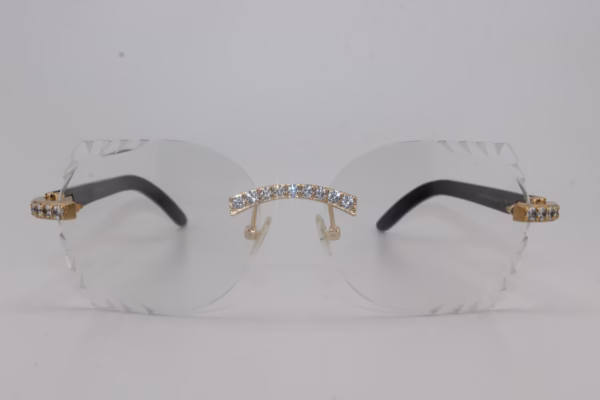 remium handcrafted buffalo horn sunglasses with white genuine horn temples and 60mm transitional diamond cut lenses that adapt from clear to tinted - luxury functional face jewelry made in Michigan
