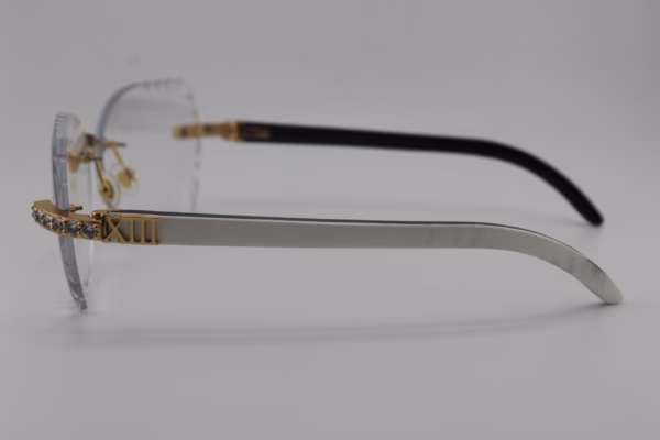 remium handcrafted buffalo horn sunglasses with white genuine horn temples and 60mm transitional diamond cut lenses that adapt from clear to tinted - luxury functional face jewelry made in Michigan