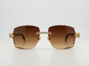 9.9 Carat Custom Iced Out Buffs High Quality Rimless Buffalo Horn Eyewear | 2 Year Manufacture Warranty
